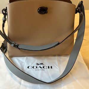 Coach Pebbled Leather Willow Shoulder Bag Taupe/Pewter/Gunmetal